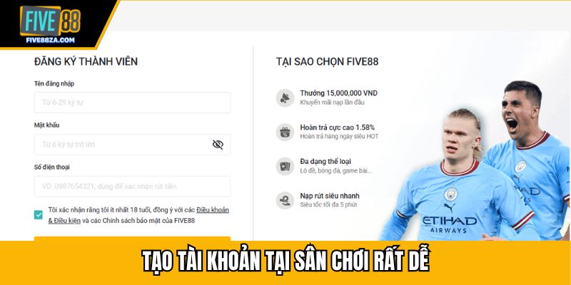 Tạo tài khoản tại sân chơi rất dễ